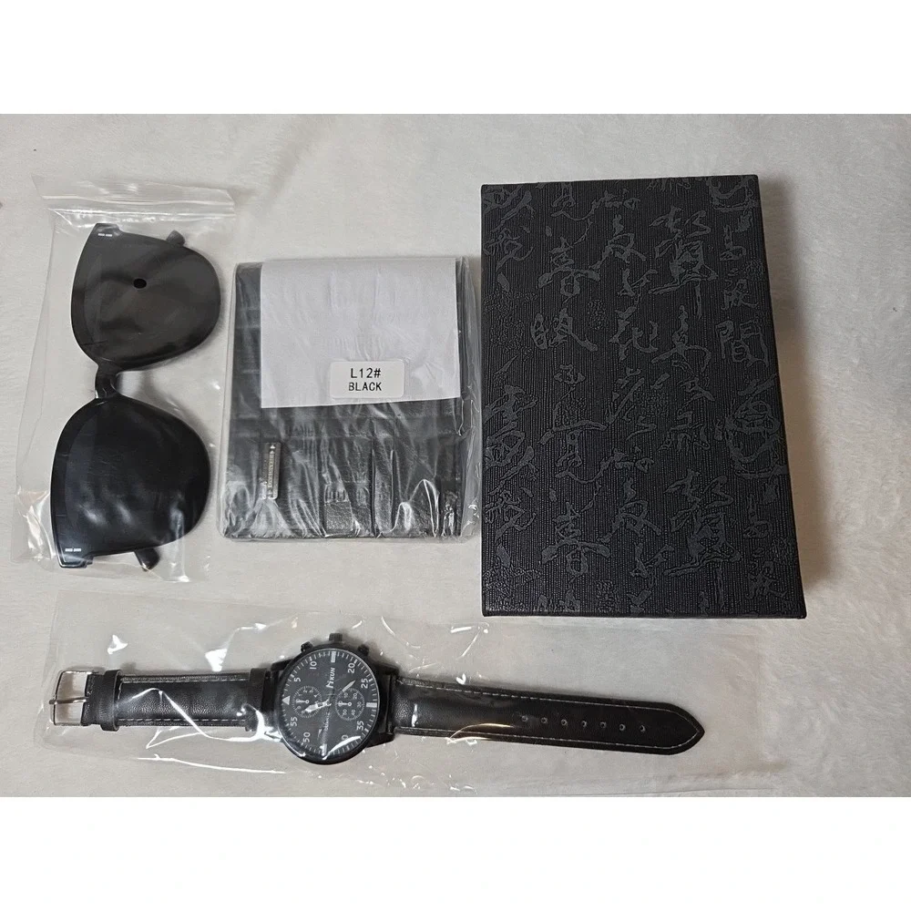3piece Mens Gift Set Quartz Watch, Sunglasses Wallet Holiday Anniversary Present